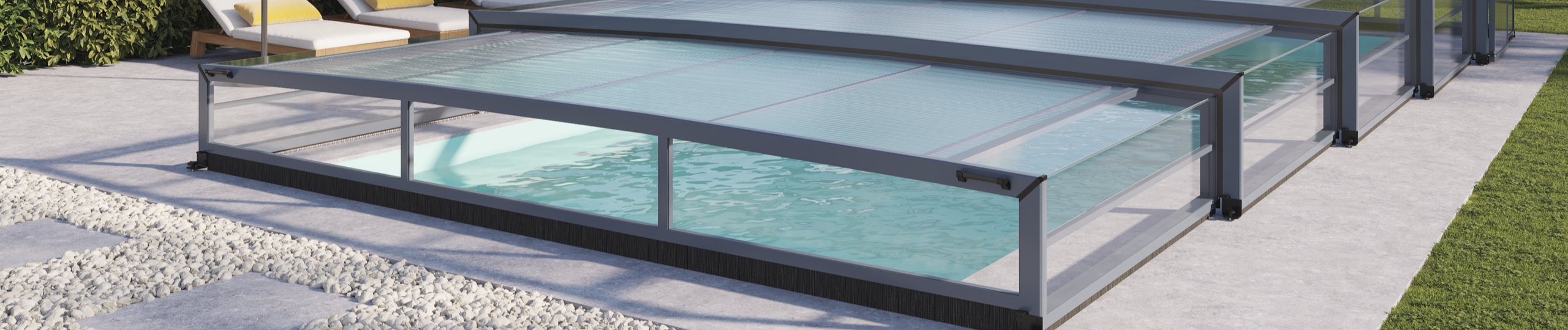 Abri de piscine télescopique.