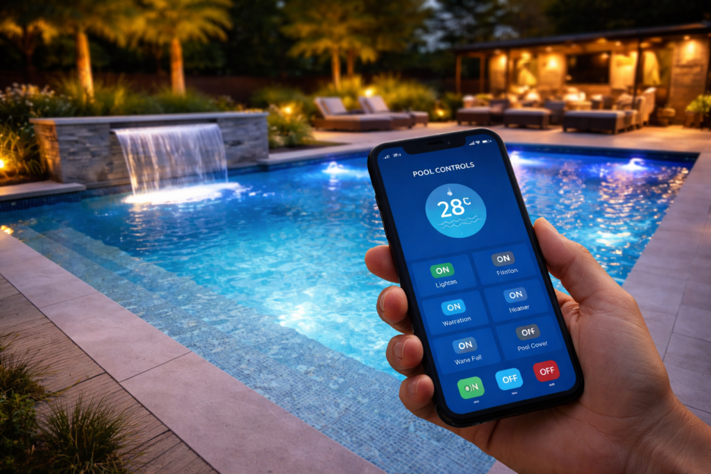¨Piscine équipée de domotique pour gérer l'éclairage LED