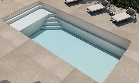Piscine coque modèle LINA, surface de 27 m²
