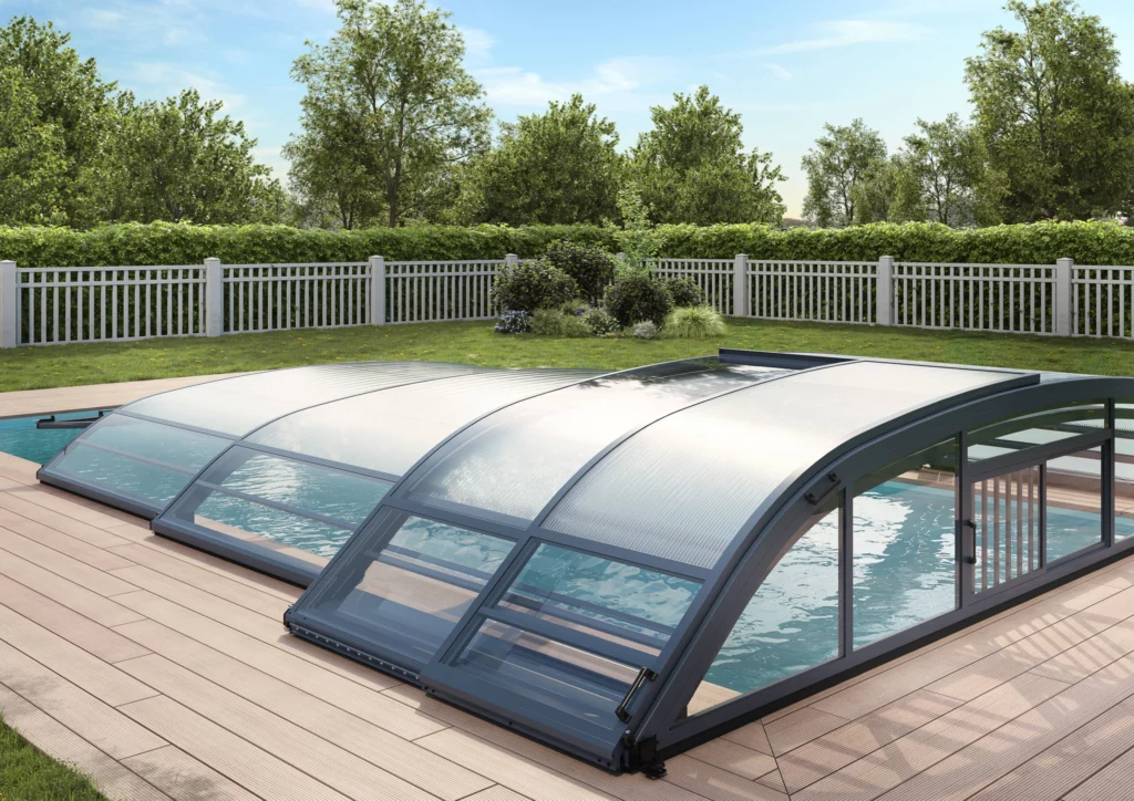 Abris de piscine mi-haut télescopique